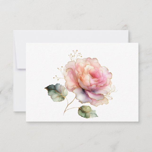 Simple Elegant Watercolor Floral Flat Card (Front)