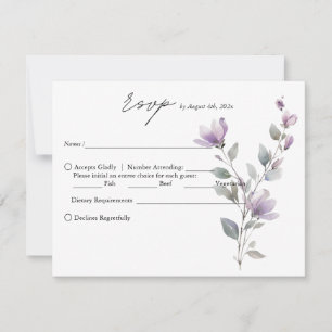 Simple Elegant watercolor floral script wedding RSVP Card