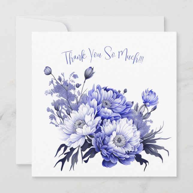 Simple Elegant Watercolor Floral Thank You Card (Front)