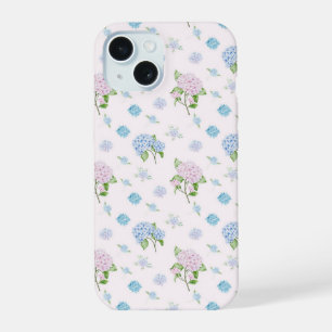 Simple Elegant Watercolor Hydrangea Flowers iPhone 15 Case