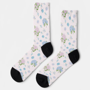 Simple Elegant Watercolor Hydrangea Flowers Socks