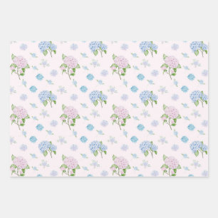 Simple Elegant Watercolor Hydrangea Flowers Wrapping Paper Sheet