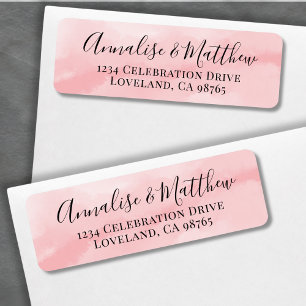 Simple Elegant Watercolor Pink Return Address