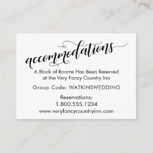 Simple, Elegant Wedding Accommodations Enclosure Card