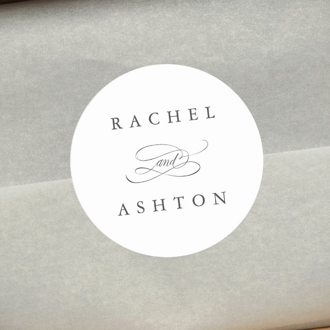 Simple Elegant Wedding  Classic Round Sticker (Creator Uploaded)