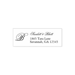 Simple Elegant Wedding Couple Monogram Address Self-inking Stamp