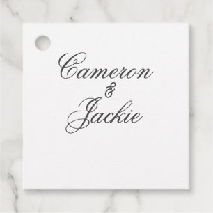 Simple elegant wedding couple name stylish calligr favour tags