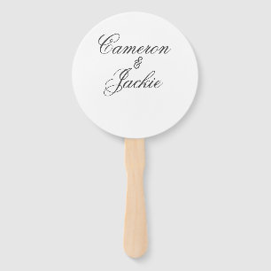 Simple elegant wedding couple name stylish calligr hand fan
