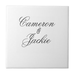Simple elegant wedding couple name stylish calligr tile