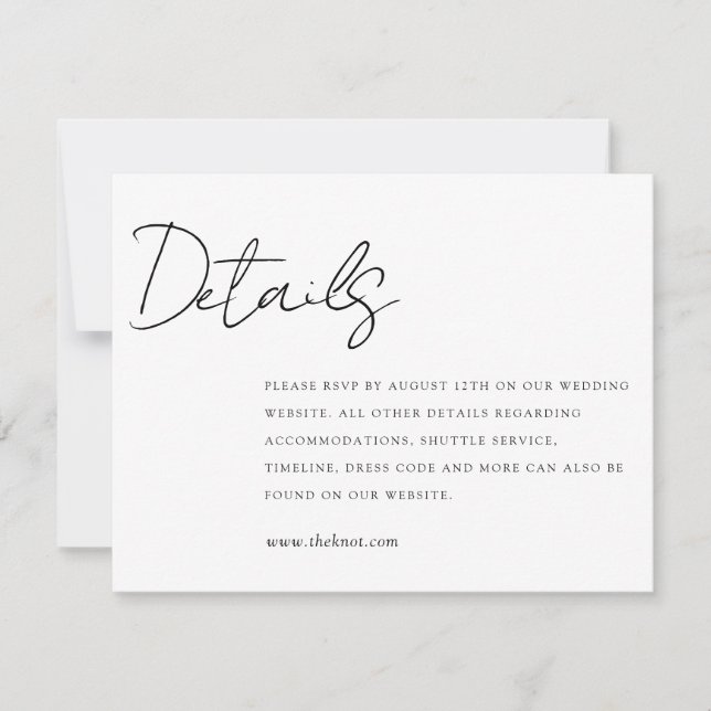 Simple Elegant Wedding Details Card (Front)