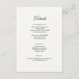 Simple Elegant Wedding Details enclosure card
