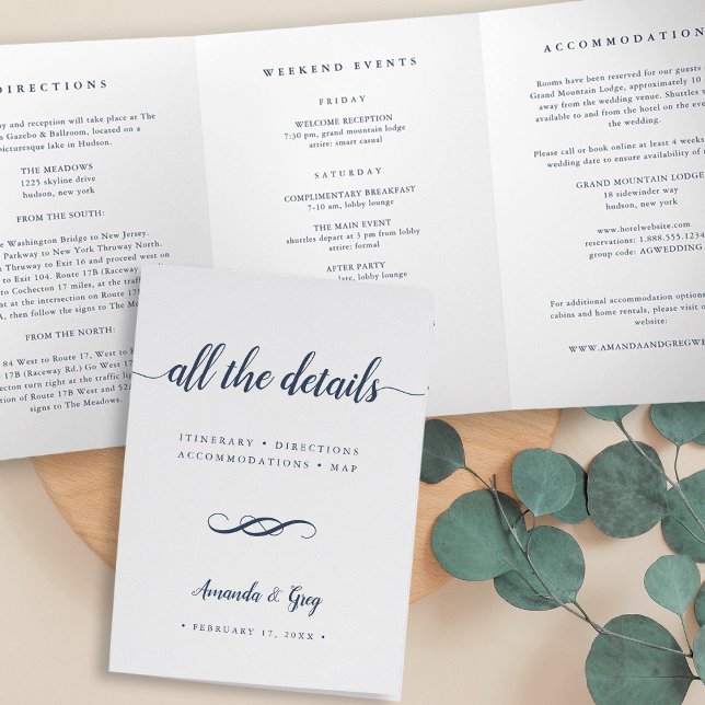 Simple Elegant Wedding Details Enclosure Tri-Fold Invitation (Creator Uploaded)