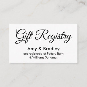 Simple, Elegant Wedding Gift Registry Enclosure Card