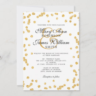 Simple & Elegant Wedding Gold Glitter Confetti Invitation
