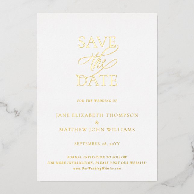 Simple Elegant Wedding Gold Save the Date (Front)