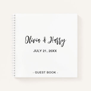 Simple Elegant Wedding Guest Book   Black White