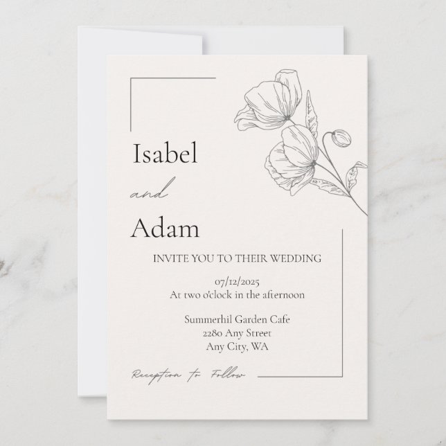 Simple elegant wedding invitation asimetric (Front)