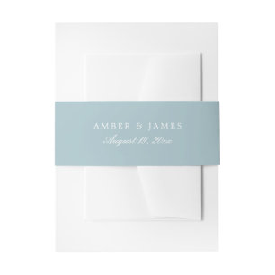 Simple Elegant Wedding Invitation   Smoky Blue Invitation Belly Band