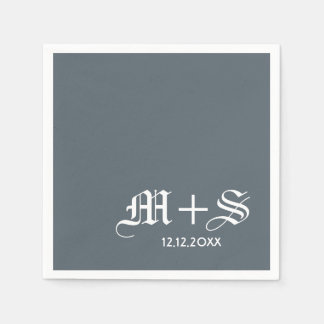 Simple Elegant Wedding Monograms Grey Napkin
