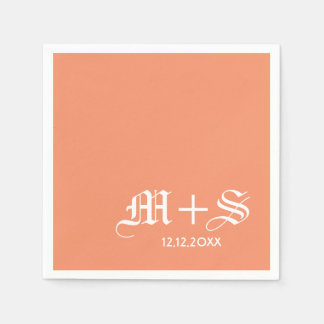 Simple Elegant Wedding Monograms Orange Napkin