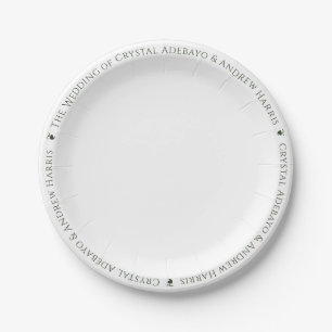 Simple Elegant Wedding Name Border Serif Text Paper Plate