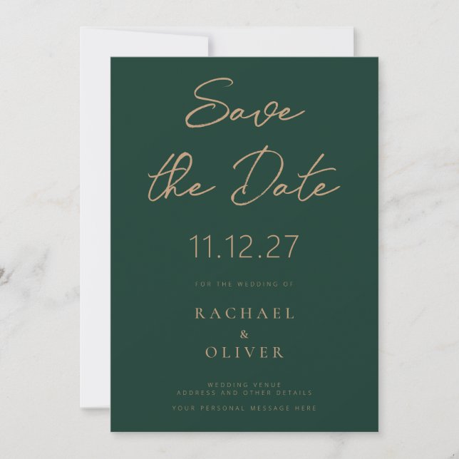Simple Elegant Wedding Non-Photo Save The Date (Front)
