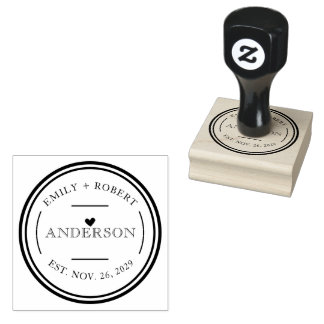 Simple Elegant Wedding Personalised Rubber Stamp