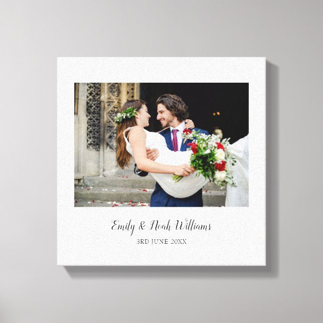 Simple Elegant Wedding Photo Canvas Print (Front)