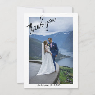 Simple Elegant Wedding Photo Thank you Card