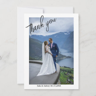 Simple Elegant Wedding Photo Thank you Card