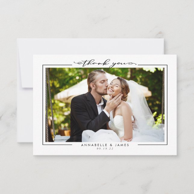 Simple Elegant Wedding Photo Thank You Card (Front)