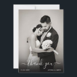 Simple Elegant Wedding Photo Thank You Card<br><div class="desc">Thank friends and family for sharing your wedding celebration with you with this simple elegant thank you cards. Featuring a photograph on the front with elegant calligraphy script, names and date. On the reverse is a second picture with a personal message from the newly married couple. Text is easily customized...</div>