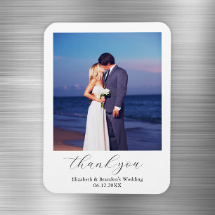 Simple Elegant Wedding Photo Thank You Magnet