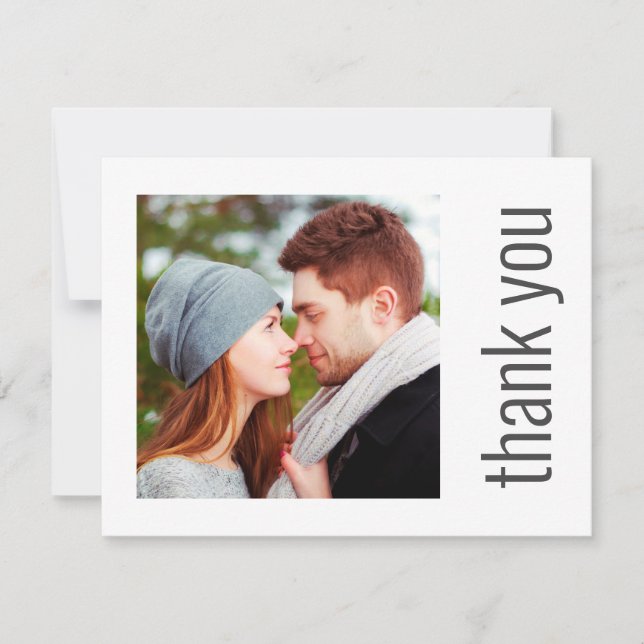 Simple Elegant Wedding Photo Thank You Note (Front)