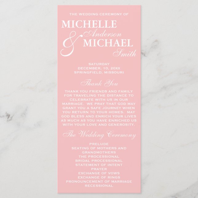 Simple Elegant Wedding Program Programme (Front)