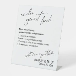 Simple Elegant Wedding Reception Audio Guest Book Pedestal Sign