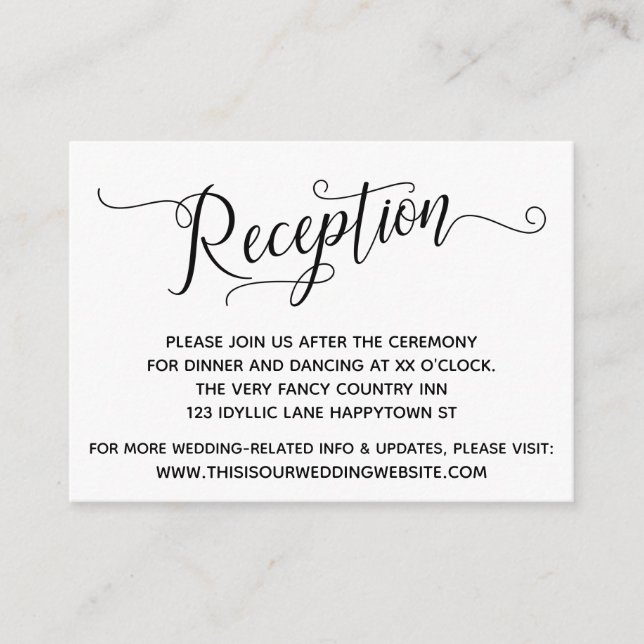 Simple, Elegant Wedding Reception Enclosure Card (Front)