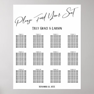 Simple Elegant Wedding Reception Seating Chart