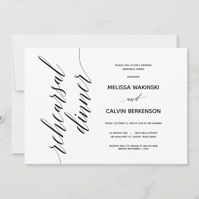 Simple Elegant Wedding Rehearsal Dinner card (Front)