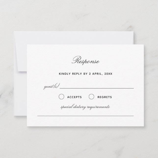 Simple Elegant Wedding Response Card RSVP (Front)