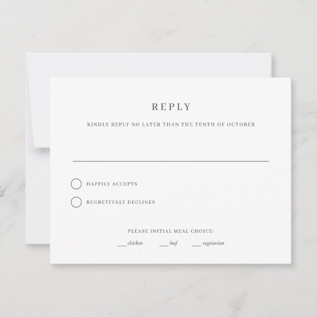Simple & Elegant Wedding RSVP Reply Card (Front)