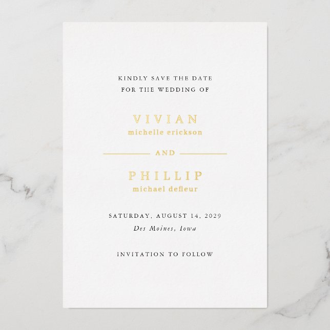 Simple Elegant Wedding Save the Date (Front)