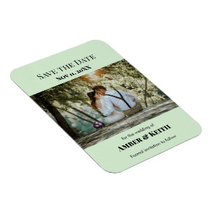 Simple Elegant Wedding Save The Date Green Magnet