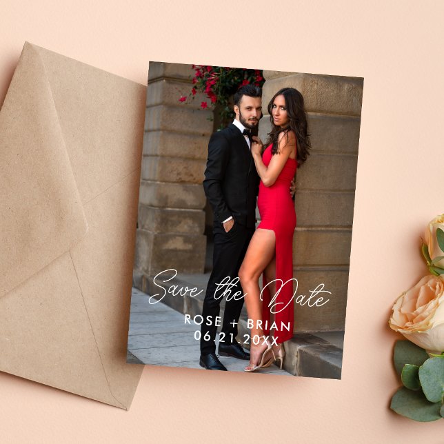 Simple Elegant Wedding Save the Date Photo Card (Creator Uploaded)