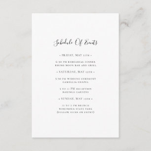 Simple Elegant Wedding Schedule of Events Card