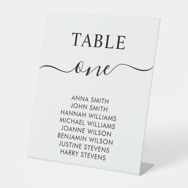 Simple Elegant Wedding Seating Chart Table Number Pedestal Sign (Front)