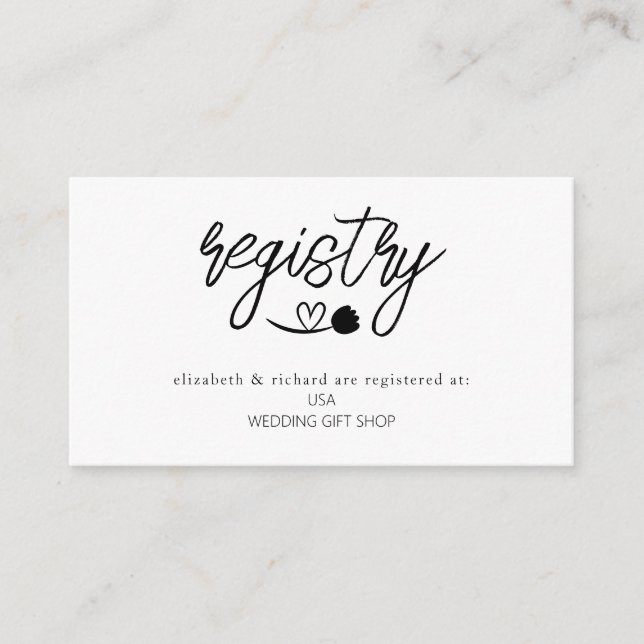 Simple Elegant Wedding Shower Gift Registry Enclosure Card (Front)