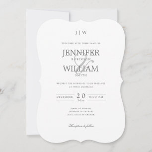 Simple Elegant Wedding Silver Monogram Invitation