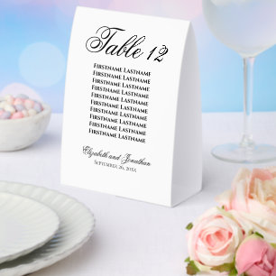 Simple Elegant Wedding Table Number with Names