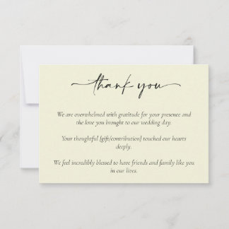 Simple elegant wedding thank you card